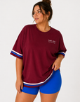 Inhale Exhale Oversized Tee – 100% Cotton - Deep Burgundy