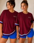 Inhale Exhale Oversized Tee – 100% Cotton - Deep Burgundy