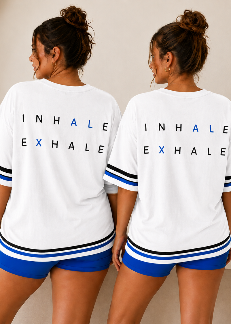 Inhale Exhale Oversized Tshirt - 100% cotton – White