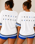 Inhale Exhale Oversized Tshirt - 100% cotton – White
