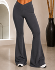 The Fit Collection Womens Flare Compression Pants– Gray