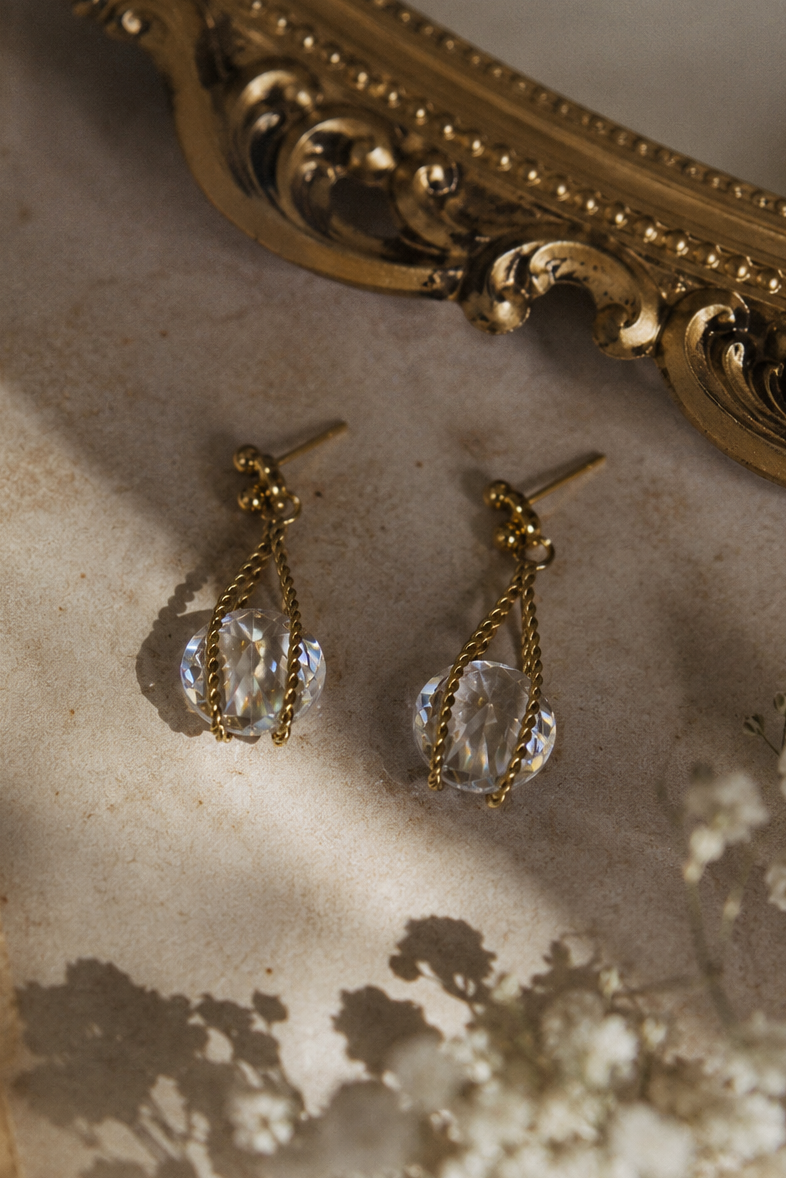 Marina Crystal Earrings – 18K PVD Gold