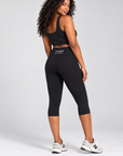 Women's High-Waisted Capri Leggings - Black