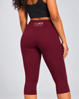 Women's High-Waisted Capri Leggings - Burgundy