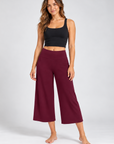 Capri Wide Leg Pants - Burgundy