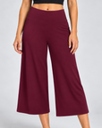 Capri Wide Leg Pants - Burgundy