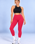 Athletic Club, High-Waisted Leggings - Cherry Red