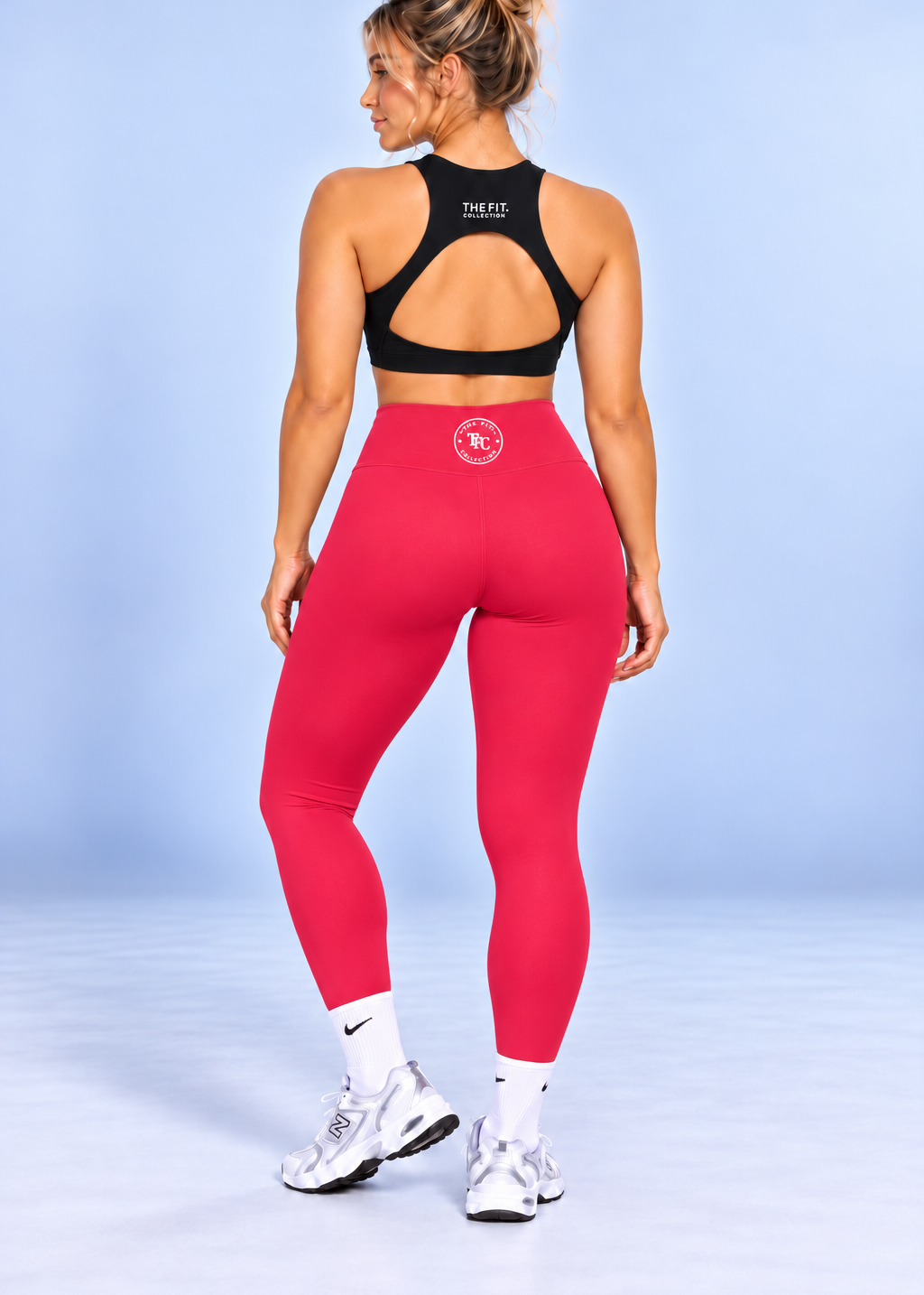 Athletic Club, High-Waisted Leggings - Cherry Red