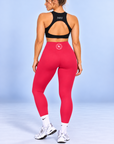 Athletic Club, High-Waisted Leggings - Cherry Red