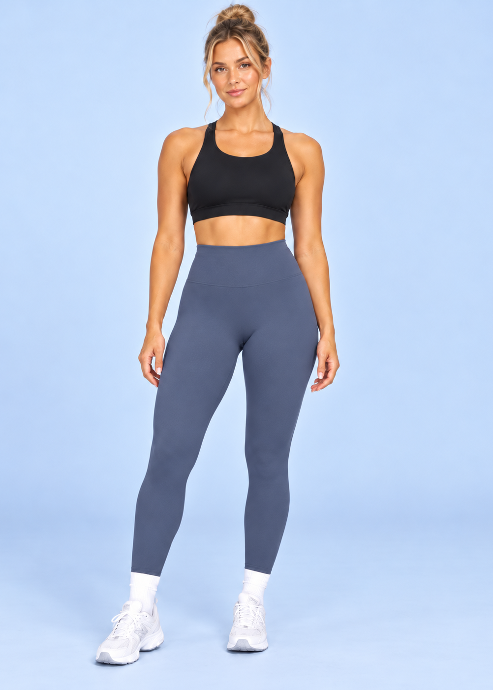 Athletic Club, High-Waisted Leggings - Slate Blue