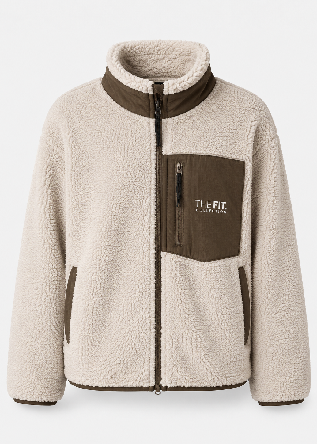 The Fit Collection Sherpa Jacket – Oatmeal/Brown