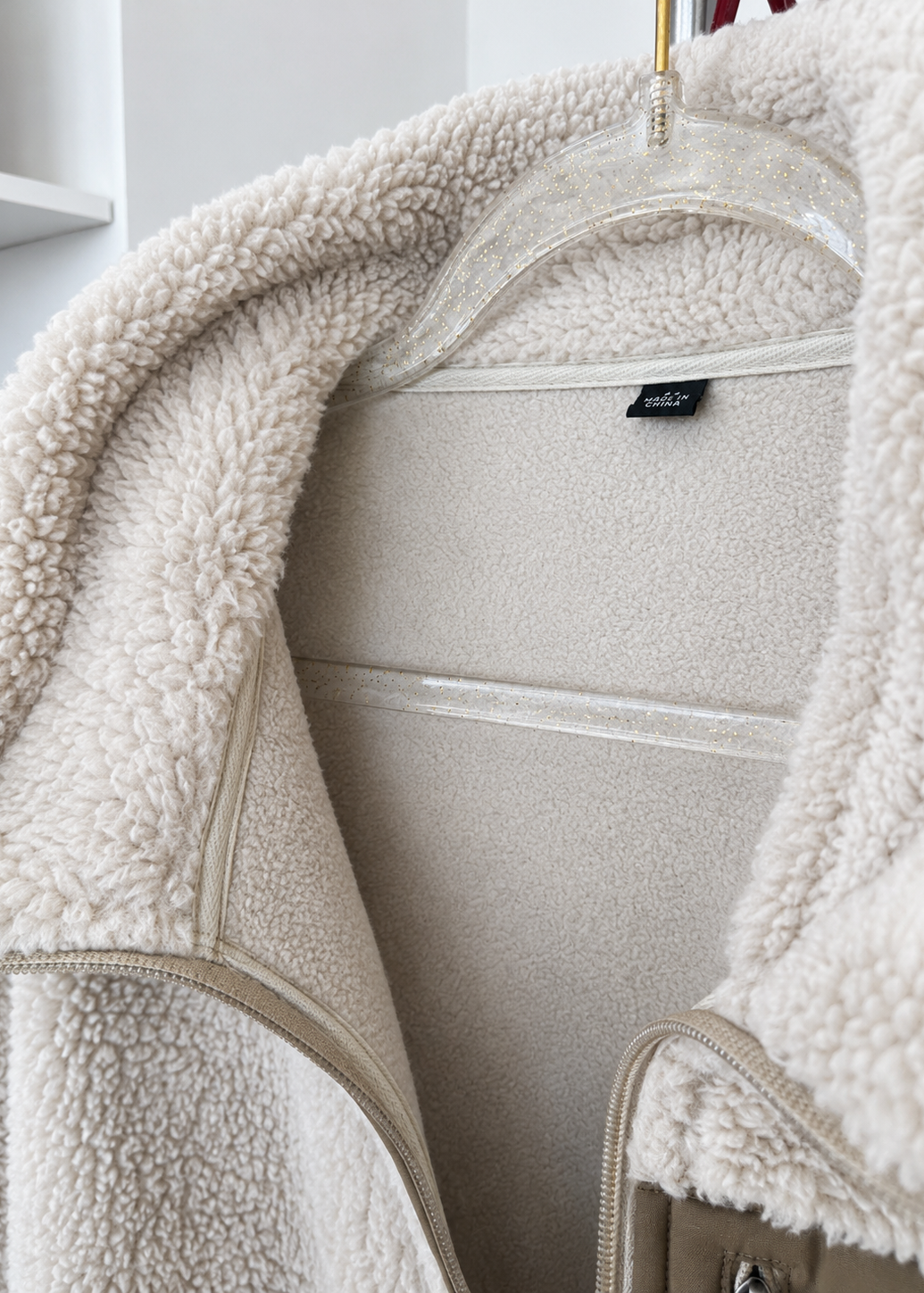 The Fit Collection Sherpa Jacket – Oatmeal/Brown