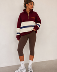 Inhale Exhale Oversized ¼ Zip Jumper – Burgundy