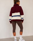 Inhale Exhale Oversized ¼ Zip Jumper – Burgundy