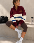 Inhale Exhale Oversized ¼ Zip Jumper – Burgundy