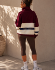 Inhale Exhale Oversized ¼ Zip Jumper – Burgundy