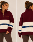 Inhale Exhale Oversized ¼ Zip Jumper – Burgundy