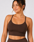 THE FIT. COLLECTION Women's Allura Strappy Cropped Singlet – Chocolate Brown