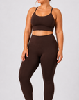 THE FIT. COLLECTION Women's Allura Strappy Cropped Singlet – Chocolate Brown