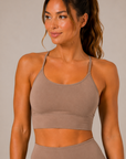 THE FIT. COLLECTION Women's Aura Strappy Cropped Singlet – Taupe