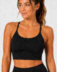 THE FIT. COLLECTION Women's Aura Strappy Cropped Singlet – Jet Black