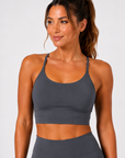 THE FIT. COLLECTION Women's Aura Strappy Cropped Singlet – Charcoal Gray