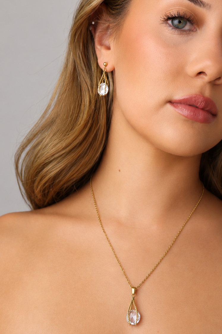 Marina Crystal Earrings – 18K PVD Gold