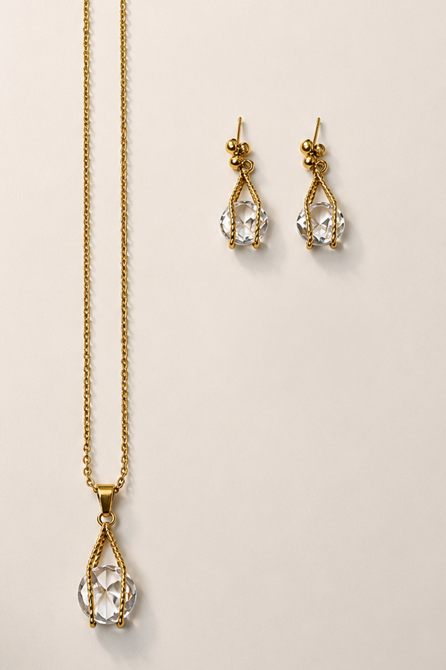 Marina Crystal Necklace – 18K PVD Gold