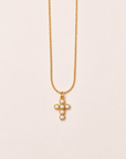 Luna Pearl Cross Necklace – 18K Gold PVD Stainless Steel