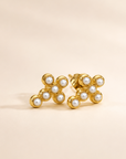 Luna Pearl Cross Earrings – 18K Gold PVD Stainless Steel