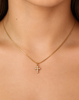 Luna Pearl Cross Necklace – 18K Gold PVD Stainless Steel