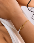Bianca Pearl Link 18K PVD Gold Bracelet