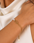 Bianca Pearl Link 18K PVD Gold Bracelet