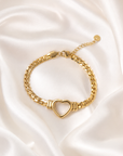 Amara Heart Link 18K PVD Gold Bracelet
