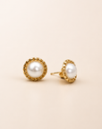 Summer Pearl Halo Earrings – 18K PVD Gold