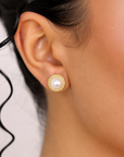 Summer Pearl Halo Earrings – 18K PVD Gold