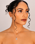 Giulia Silver Crystal Bloom Necklace – Stainless Steel