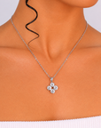 Giulia Silver Crystal Bloom Necklace – Stainless Steel
