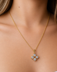 Giulia Crystal Bloom Necklace – 18K PVD Gold