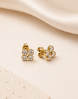 Giulia Crystal Bloom Earrings – 18K PVD Gold