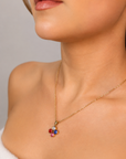 Giulia Multicoloured Crystal Bloom Necklace – 18K PVD Gold