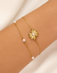 Celeste Pearl Bloom Bracelet – 18K PVD Gold Stainless Steel