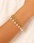 Zara Pearl Cascade Bracelet – 18K PVD Gold