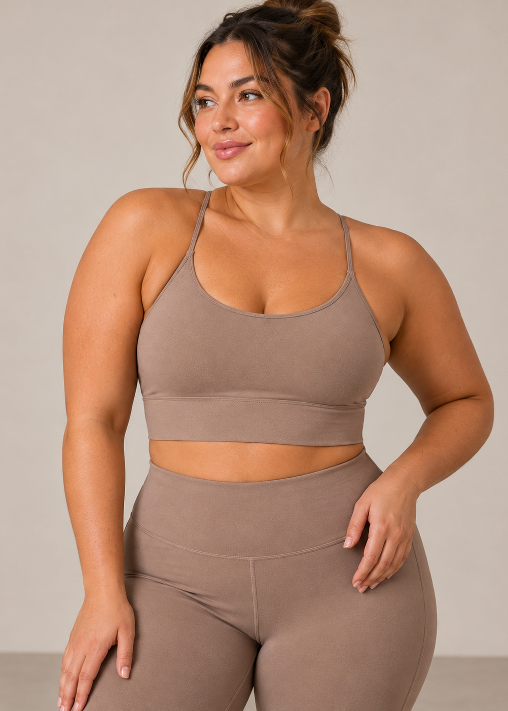 womens strappy cropped singlet - Taupe by The Fit Collection, view 5