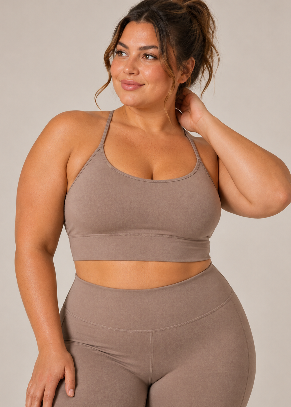 womens strappy cropped singlet - Taupe by The Fit Collection, view 6
