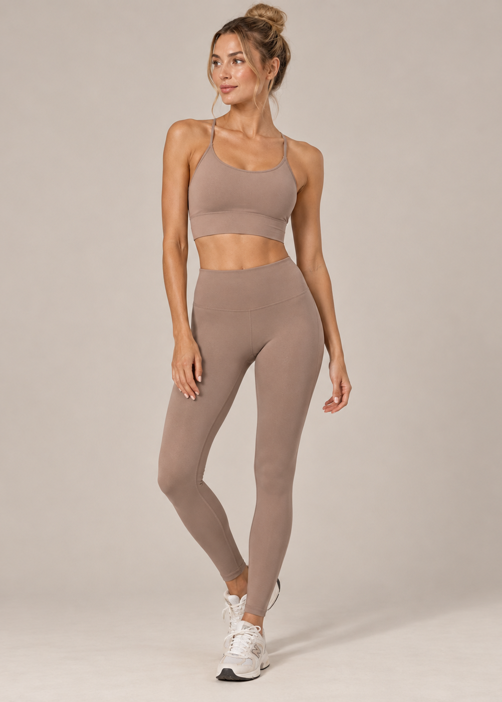 womens strappy cropped singlet - Taupe by The Fit Collection, view 4