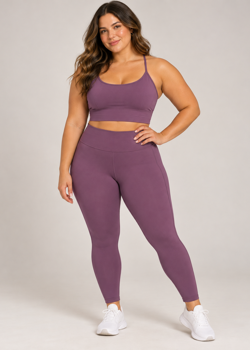 womens strappy cropped singlet - Mauve Grey by The Fit Collection, view 6