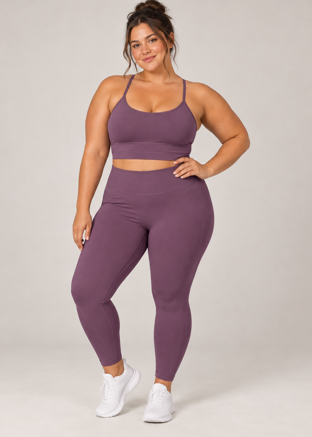 womens strappy cropped singlet - Mauve Grey by The Fit Collection, view 4