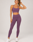 womens strappy cropped singlet - Mauve Grey by The Fit Collection, view 5