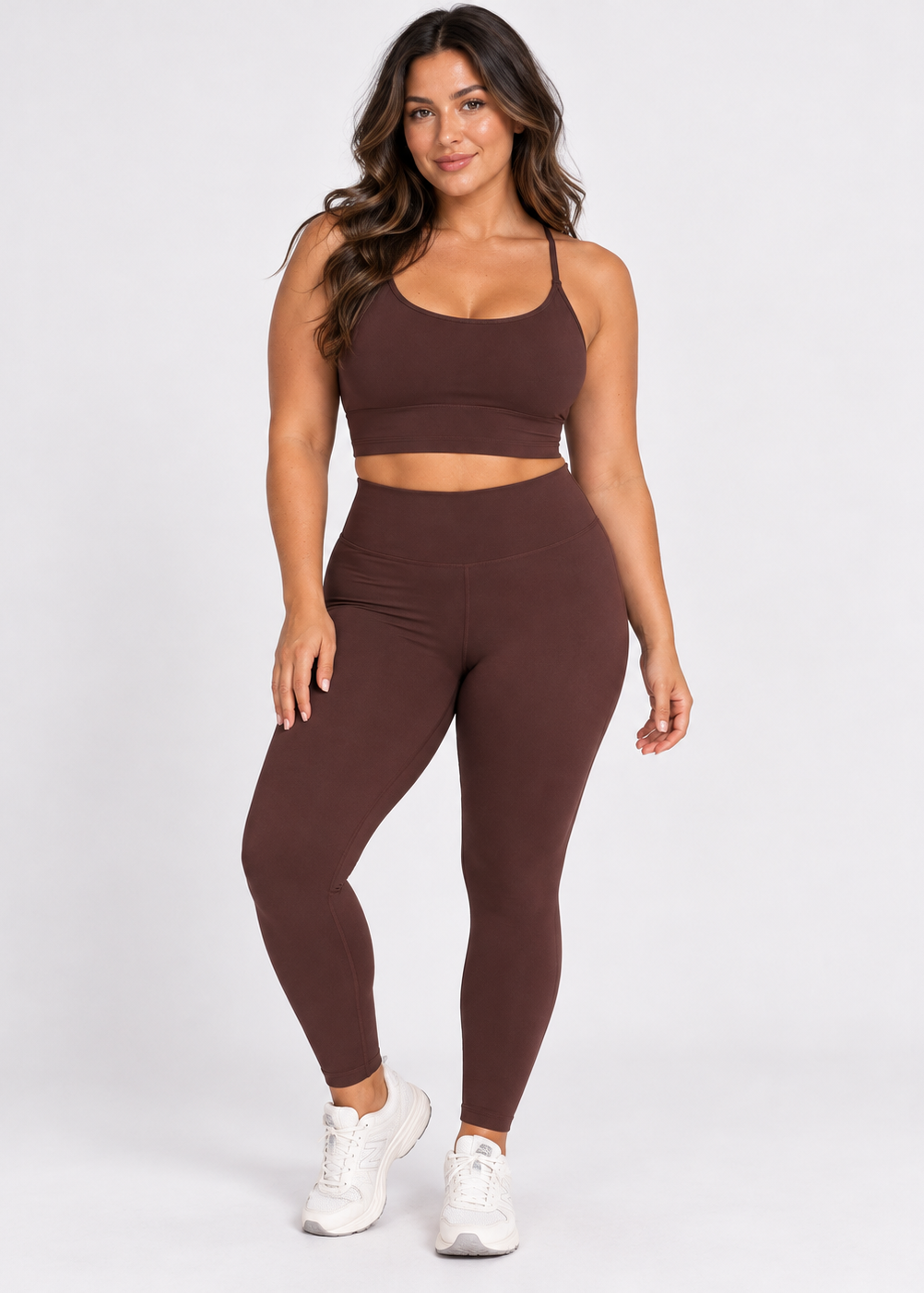 womens strappy cropped singlet - Chocolate Brown by The Fit Collection, view 5
